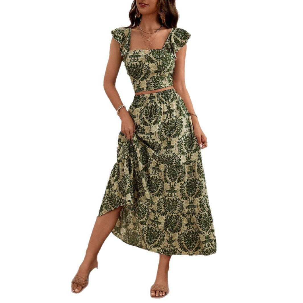 Tea Break Floral Strap Dress Female Midriff Outfit Slimming Temperament High-end Sense