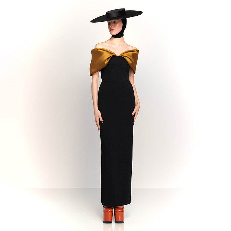 Off-shoulder Slim Fit Long Sheath Dress