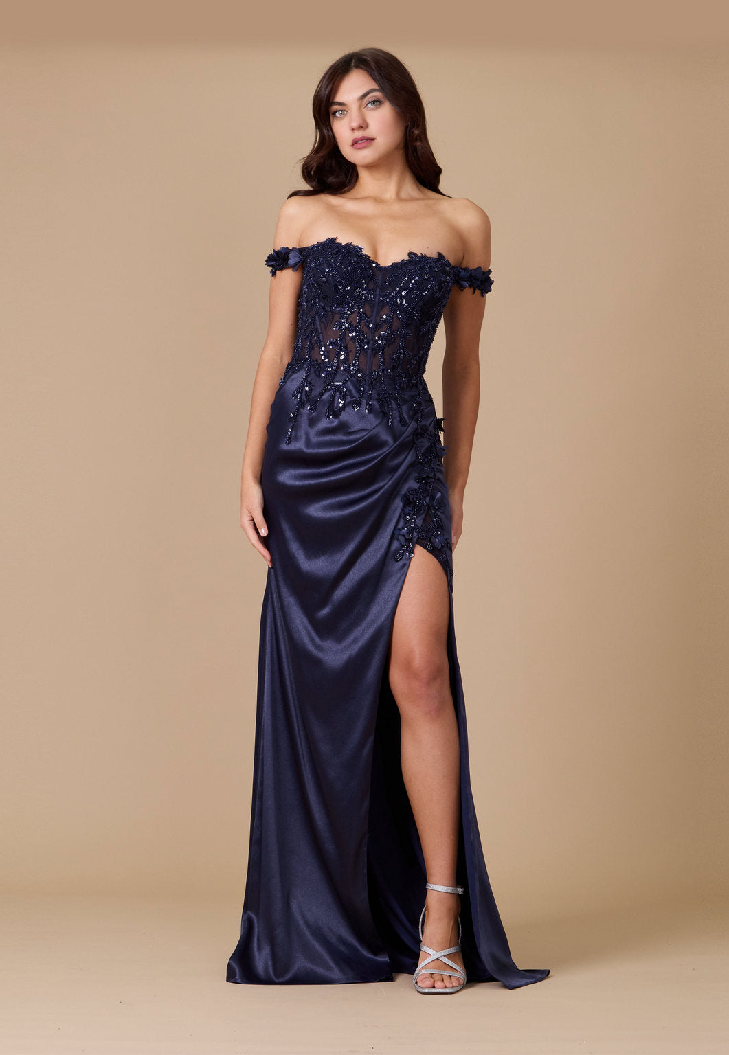 Fitted Corset Off the Shoulder Formal Prom Dress