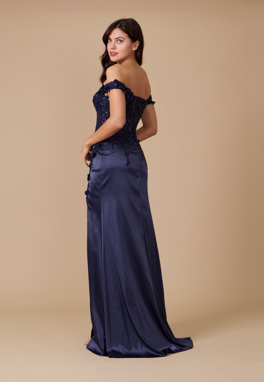 Fitted Corset Off the Shoulder Formal Prom Dress