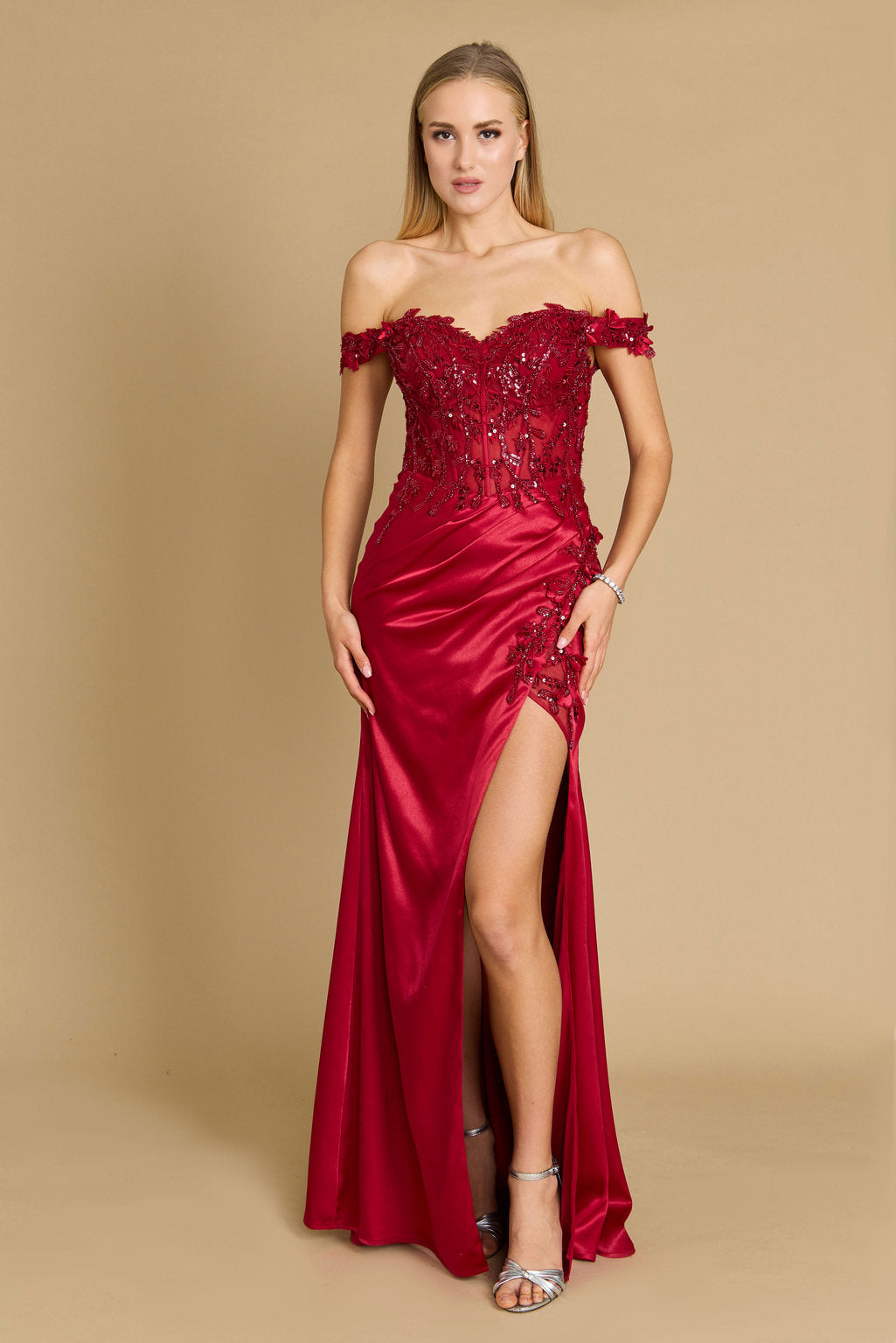 Fitted Corset Off the Shoulder Formal Prom Dress