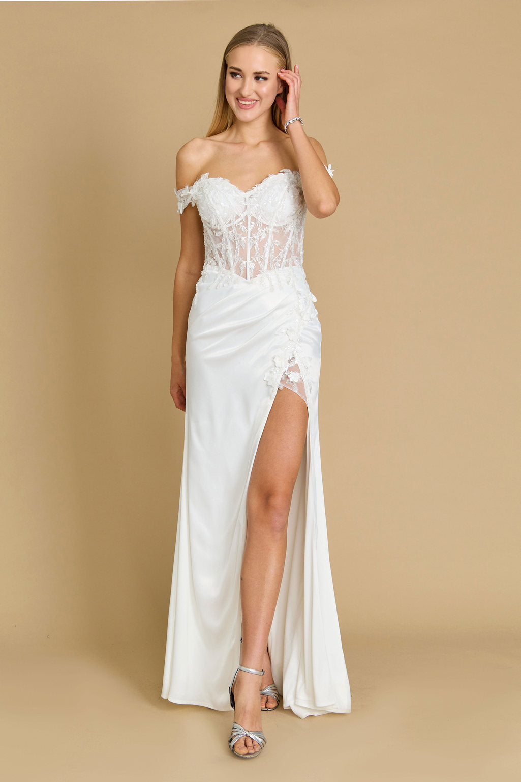 Fitted Corset Off the Shoulder Formal Prom Dress