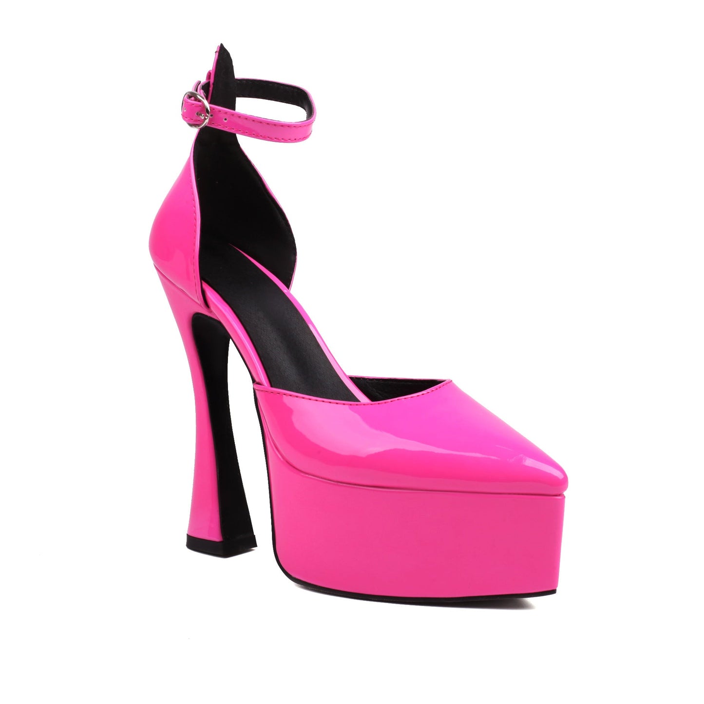 Pointed Toe Chunky Heel Buckle Women's Shoes
