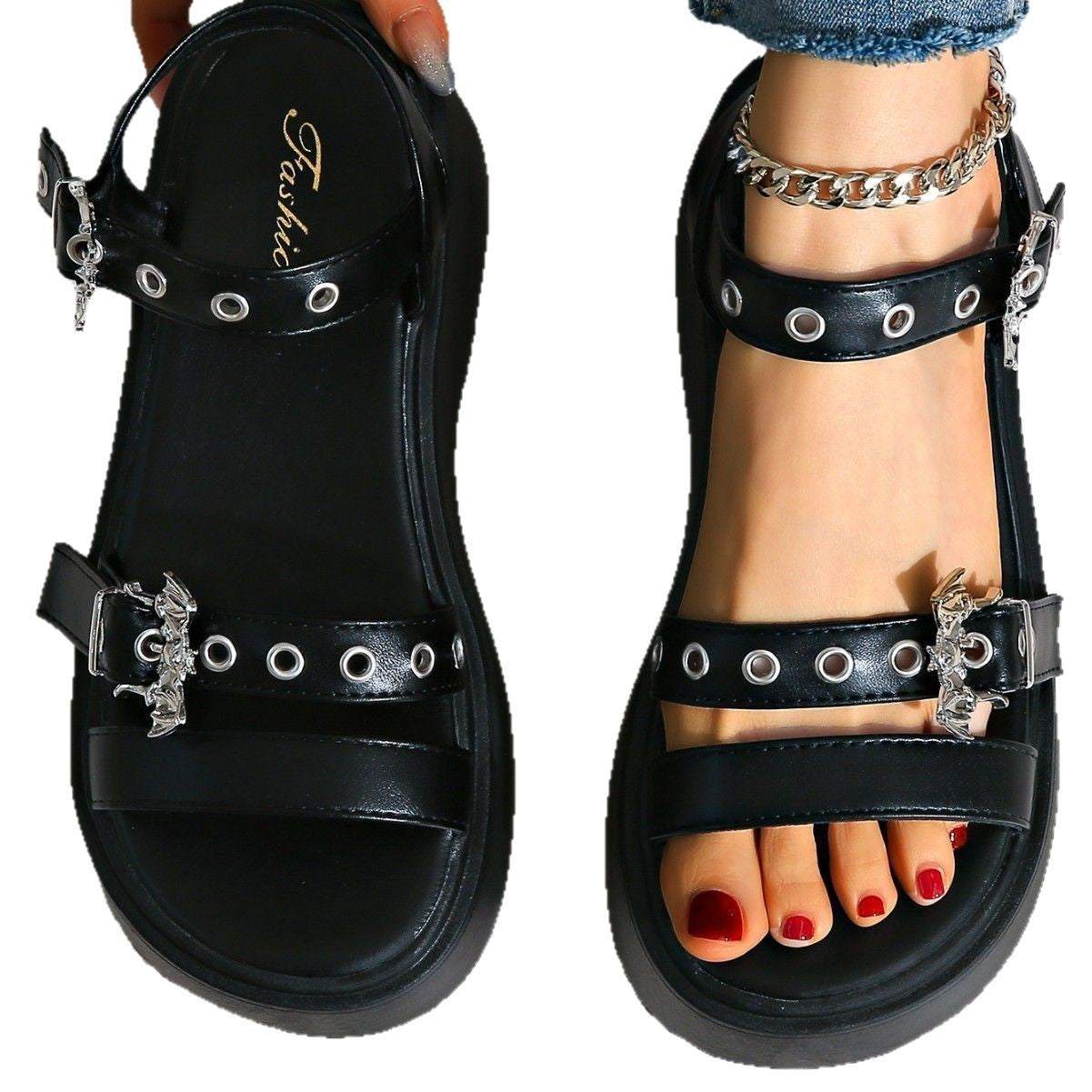Women's High-rise Platform Sandals With Rivets