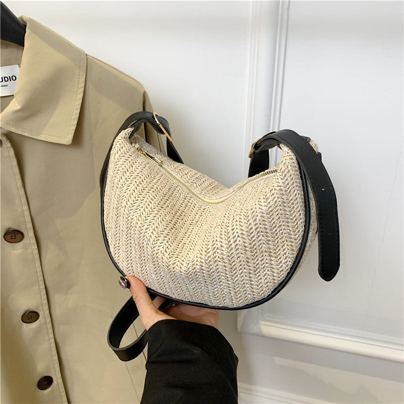 Women's Versatile Portable Knitted Straw Woven Bag
