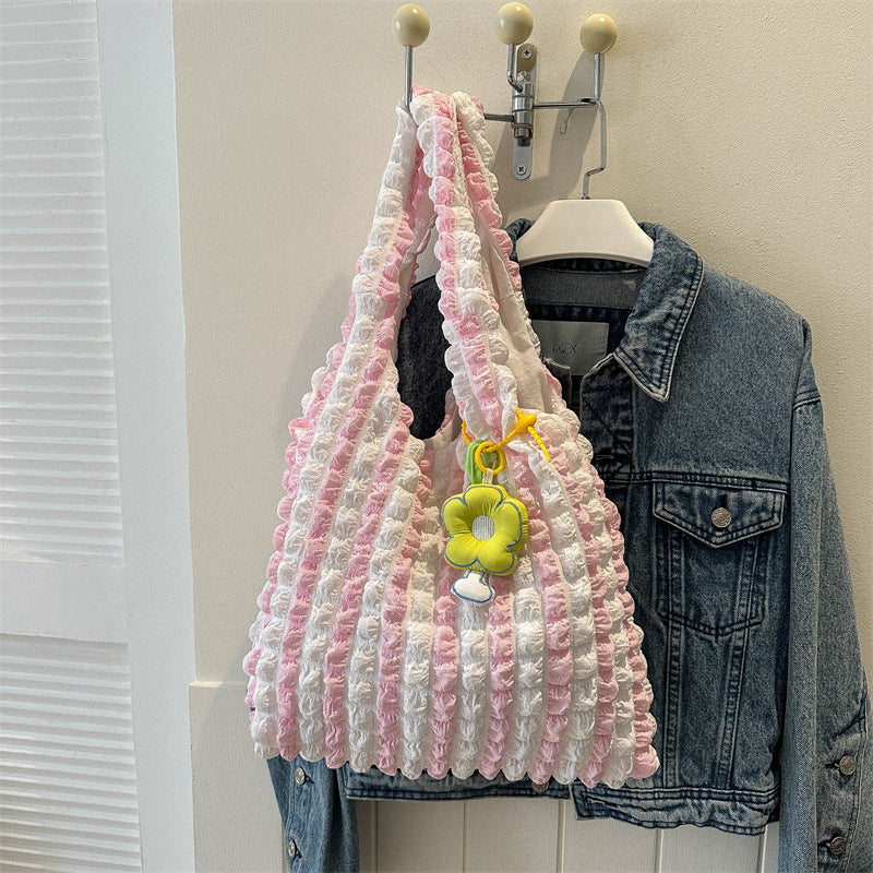 Pleated Bubble Bag Female Flower Sweet