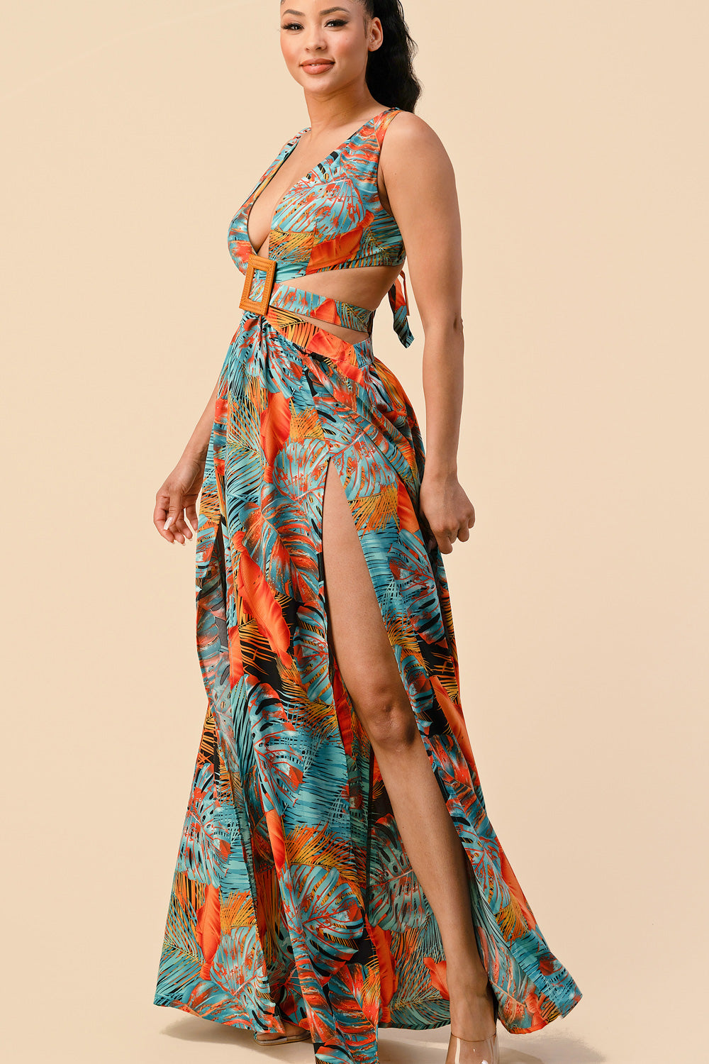 Long Sleeveless Printed Maxi Dress