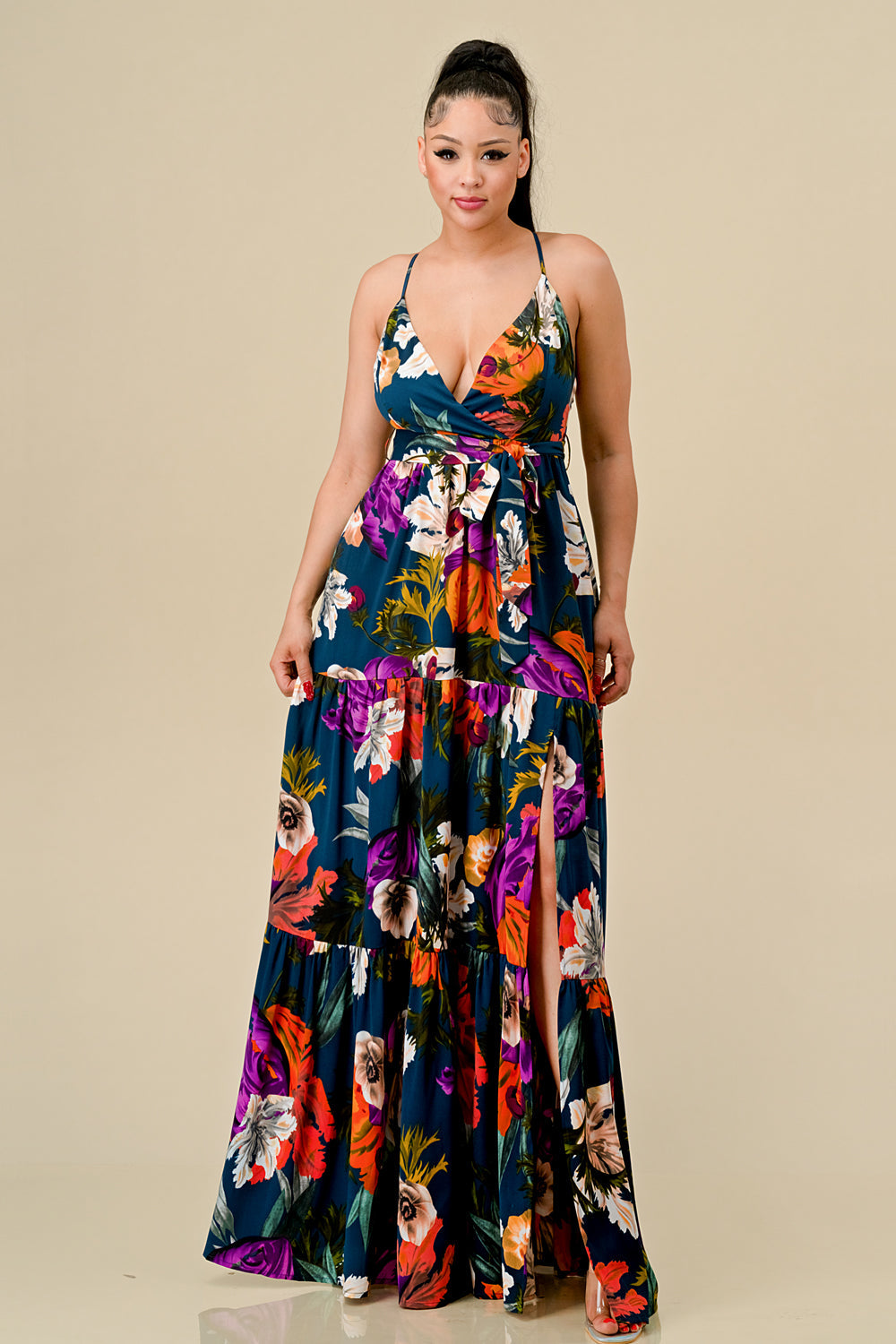 Long Floral Printed Maxi Dress