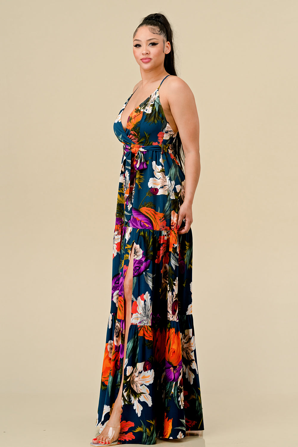 Long Floral Printed Maxi Dress