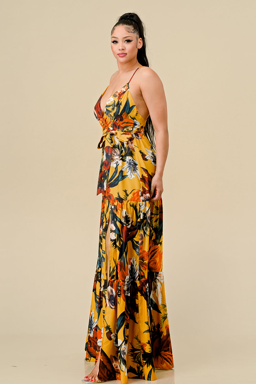 Long Floral Printed Maxi Dress