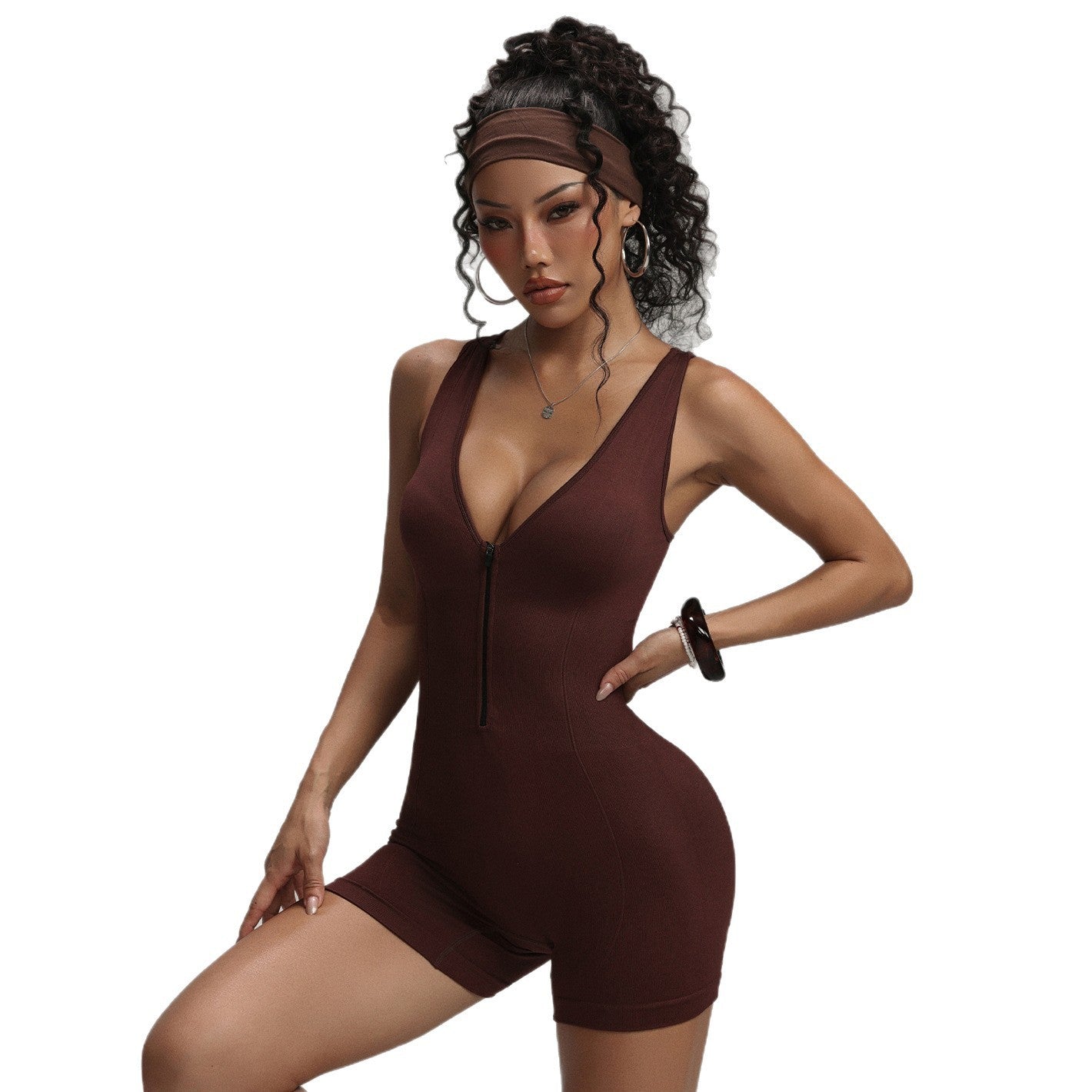 Shoulder Strap One-piece Peach Hip Shorts