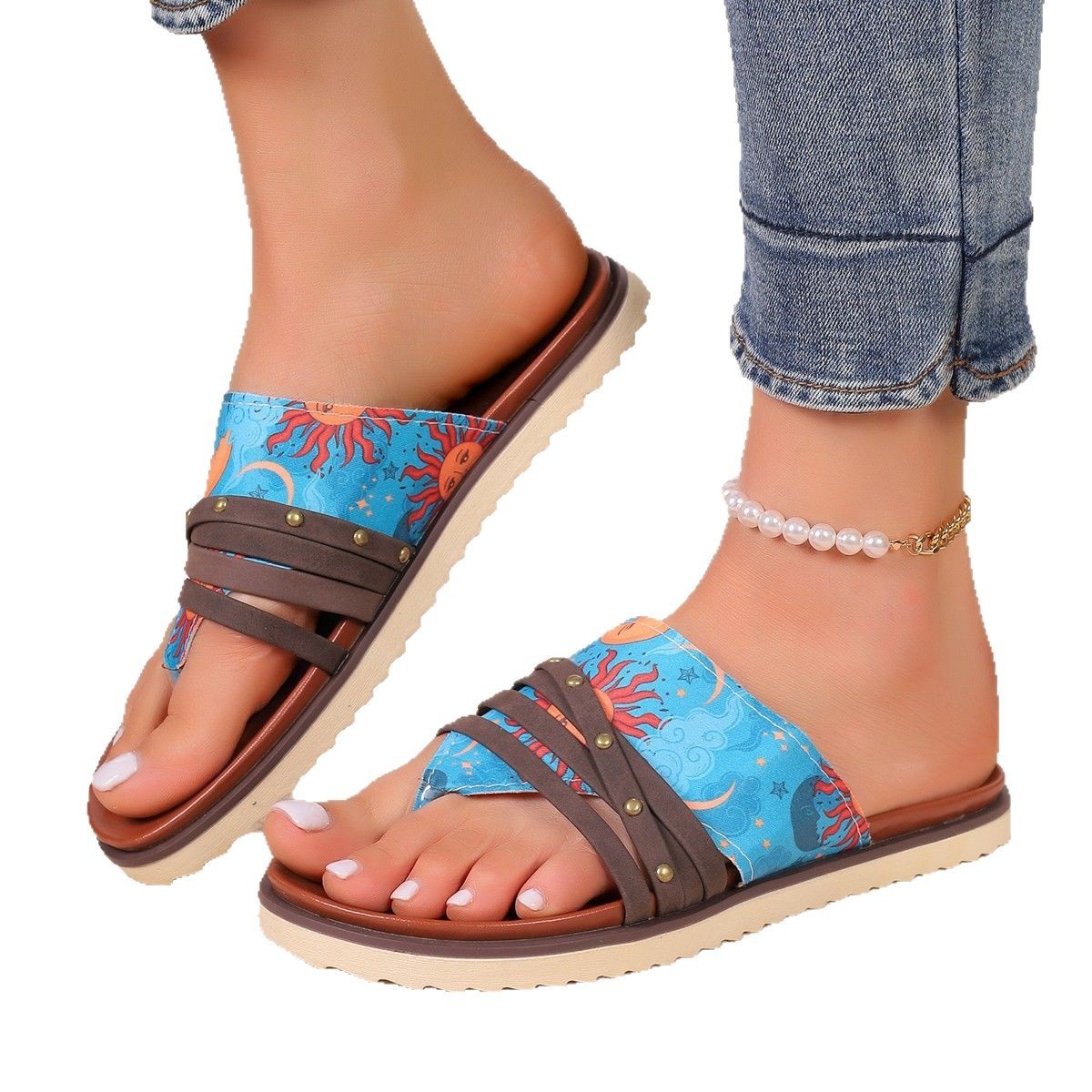 European And American Fashion Plus Size Color Matching Flip-flops Beach Sandals Slippers