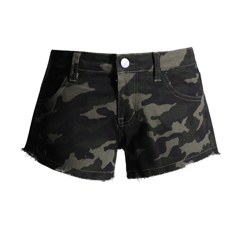 New Low Waist Camouflage Denim Super Shorts Women