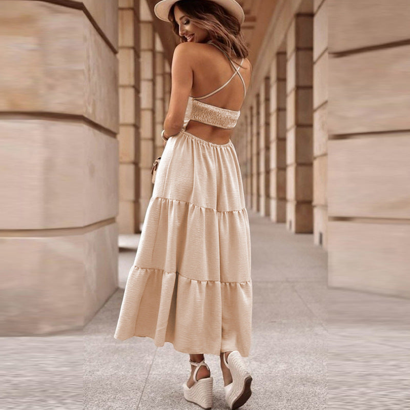 New Solid Color Suspender Dress For Women