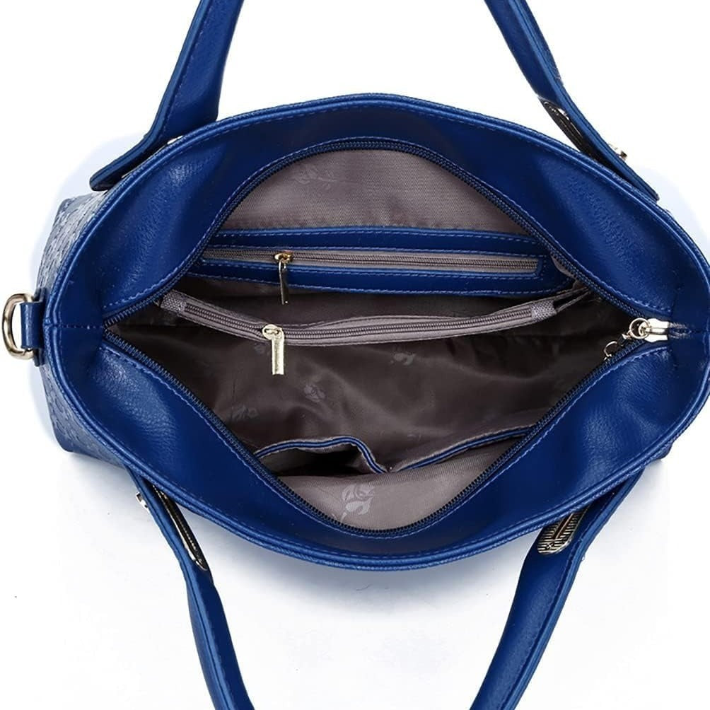 Women 4Pcs Top Handle Satchel Hobo PU Leather Handbag Set Large Tote Purse  Shoulder Bag  Card Holder