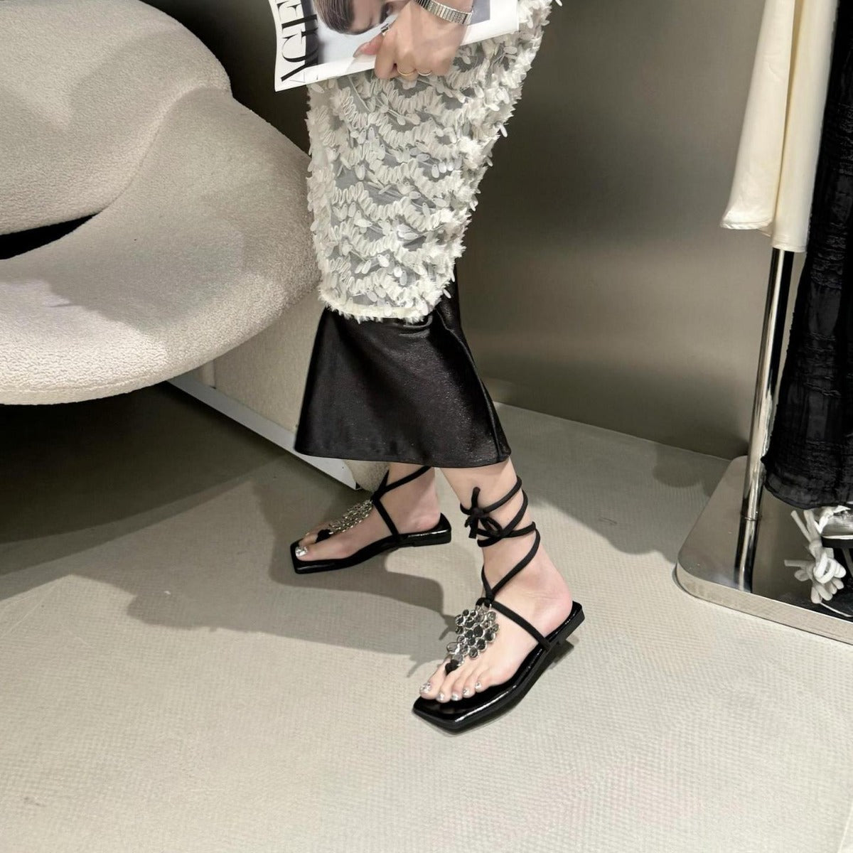 French Minority Weaving Hollow Closed Toe Sandals Female Summer Mori Girls' Fairy