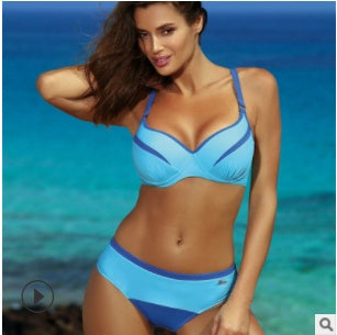 Spot Amazon Pure Color Hot Rhinestone Triangle Bag Swimming Tide Swimsuit New Split Bikini Sexy