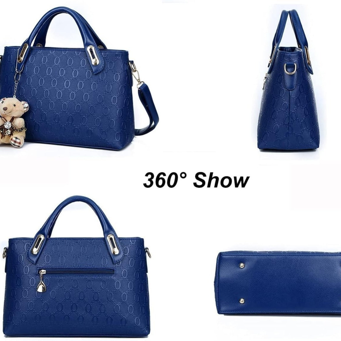 Women 4Pcs Top Handle Satchel Hobo PU Leather Handbag Set Large Tote Purse  Shoulder Bag  Card Holder