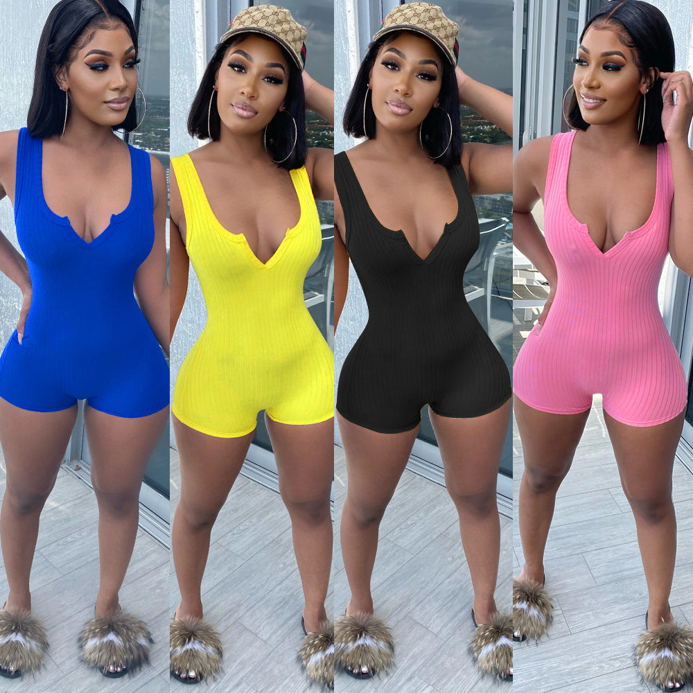 Women's European And American Slim Shorts Jumpsuit