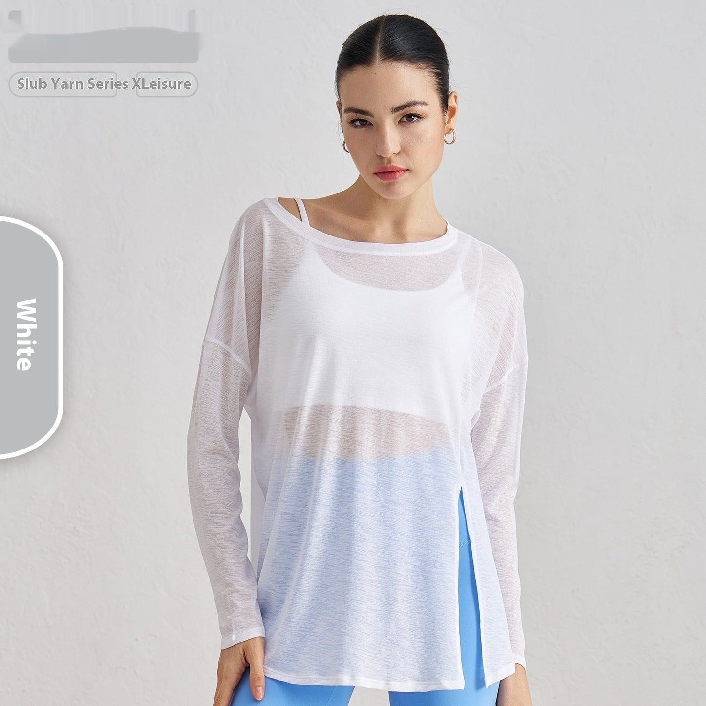 Breathable Yoga Blouse Female Split Slimming Sports Fitness Top