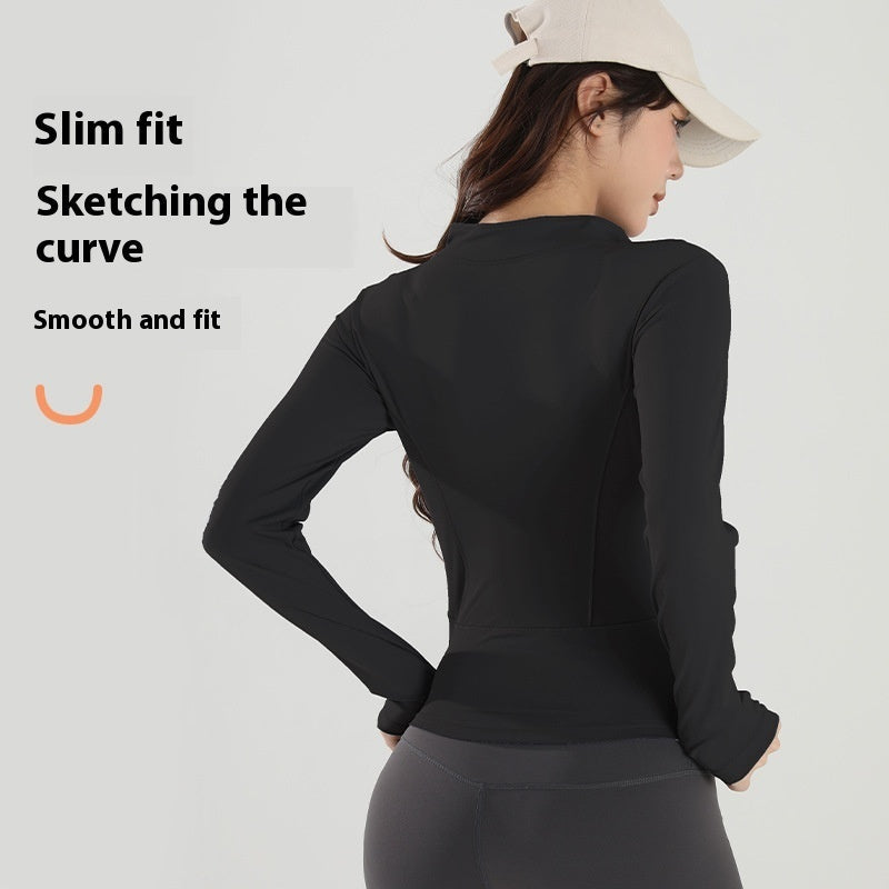 Stand Collar Jacket Thin Fitness Top Yoga Clothes Long Sleeve