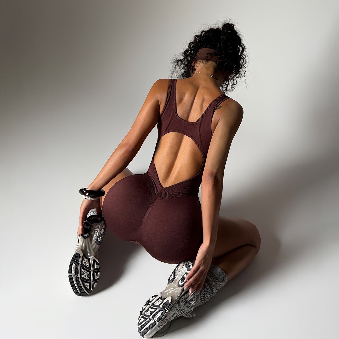 Shoulder Strap One-piece Peach Hip Shorts