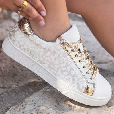 Vintage Leopard Print White Shoes