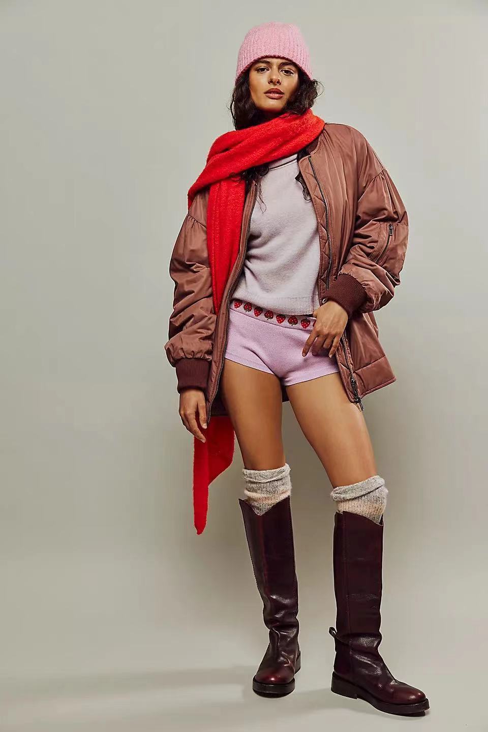 Women's Knitted Bottoming Skinny Low Waist Sports Shorts