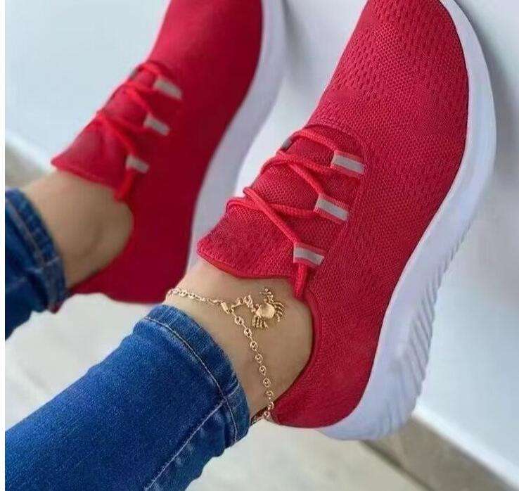 Mesh Lace-up Women's Platform Casual Running Shoes