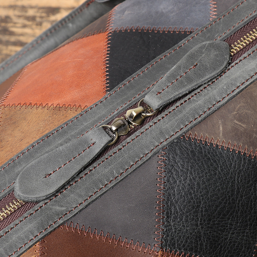 Vintage Leather Rhombus Portable Travel Bag