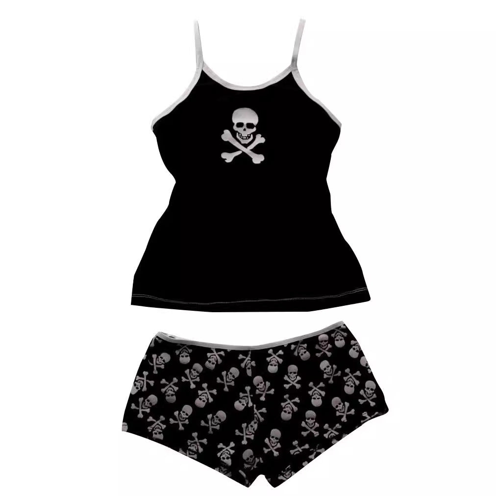 Y2g Midriff-baring Top Skull Print