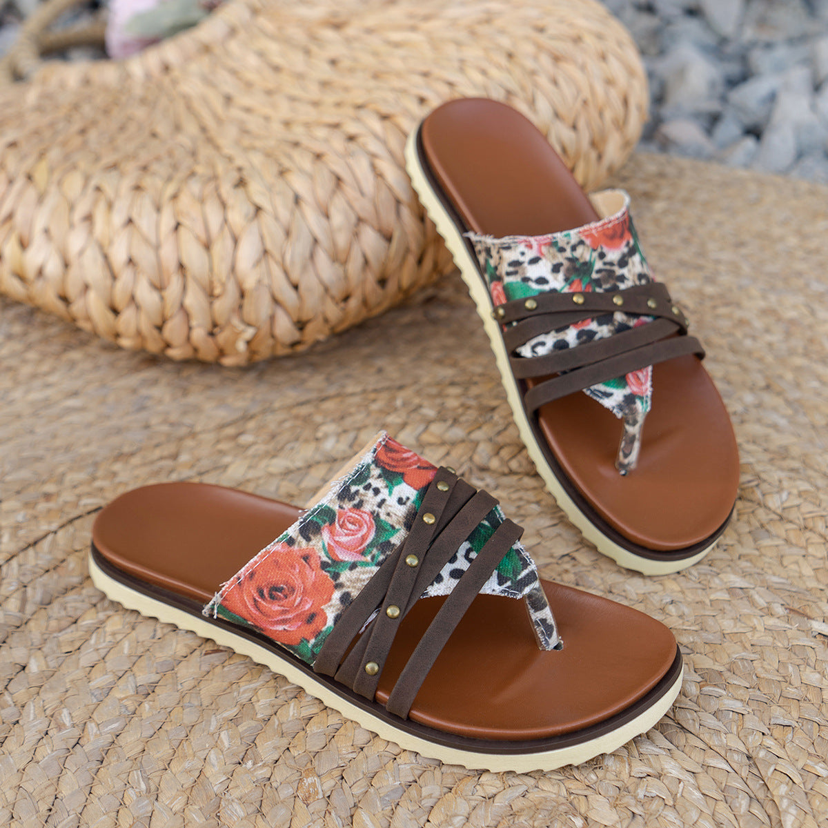 European And American Fashion Plus Size Color Matching Flip-flops Beach Sandals Slippers