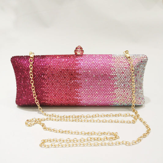 Gradient Rhinestone Women's Dinner Clutch Shoulder Bag