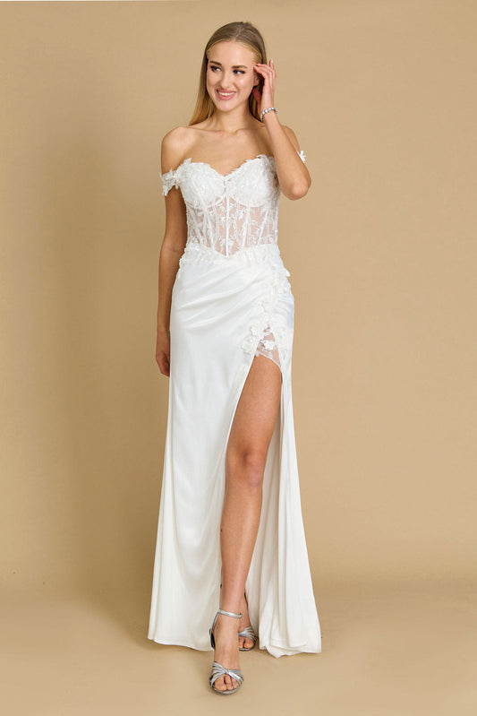 Fitted Corset Off the Shoulder Formal Prom Dress