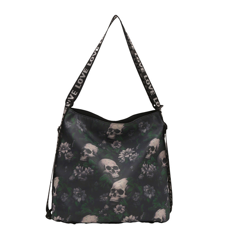 Women's Creative Skull Personality Large Capacity Nylon Shoulder Bag