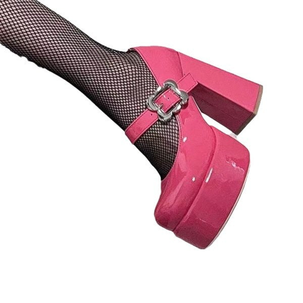 Chunky Heel Round Head Pumps Women