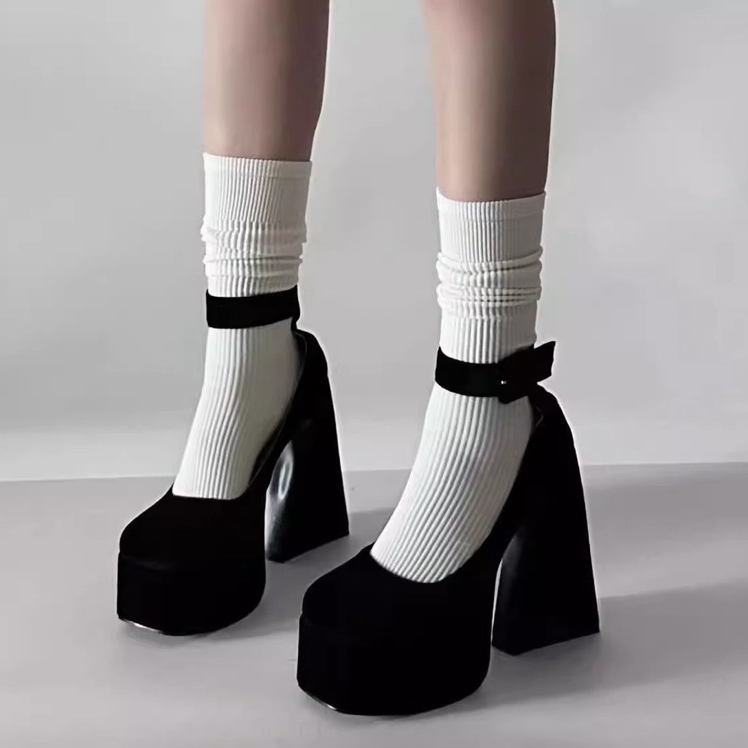 French Vintage Mary Jane Shoes Women's Waterproof Platform