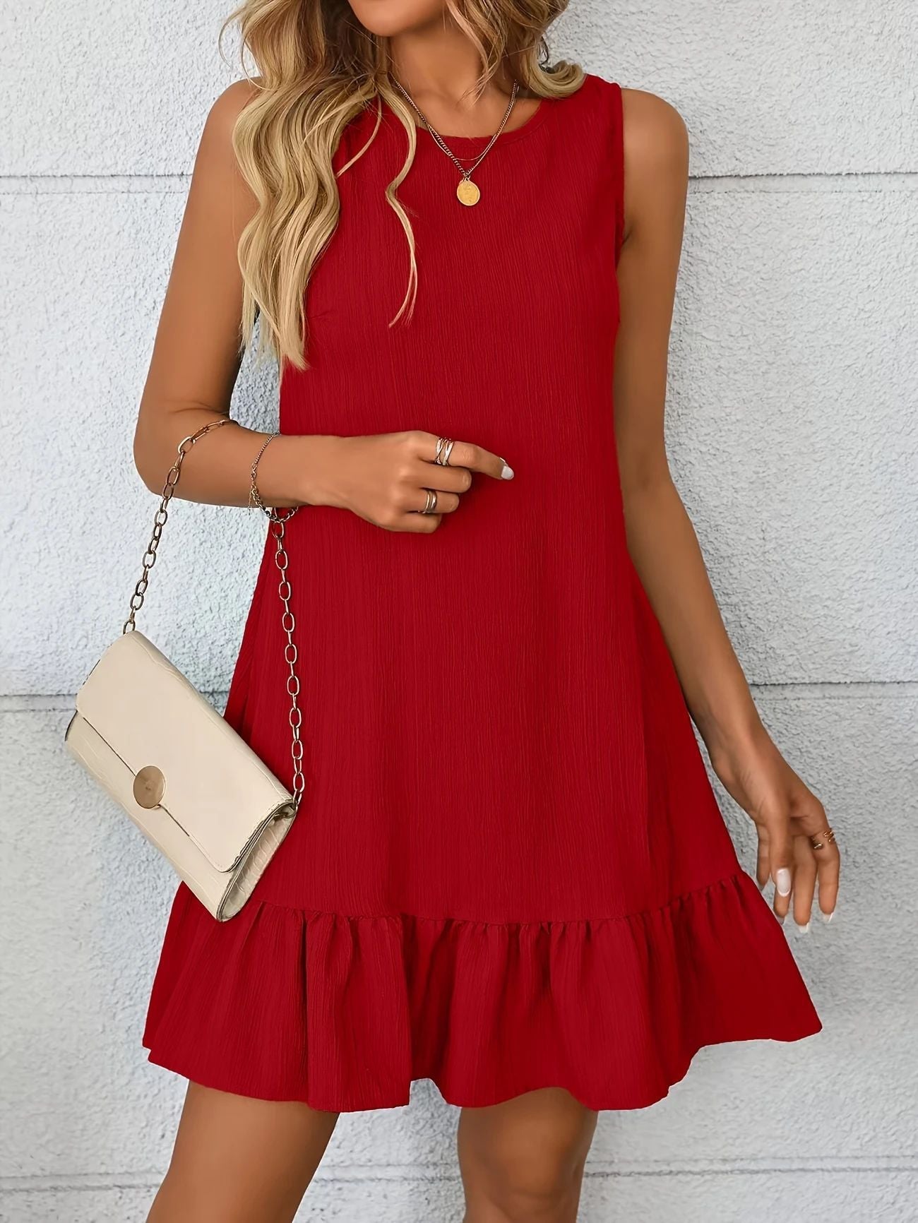 Vest Ruffled Sleeveless Casual Dress
