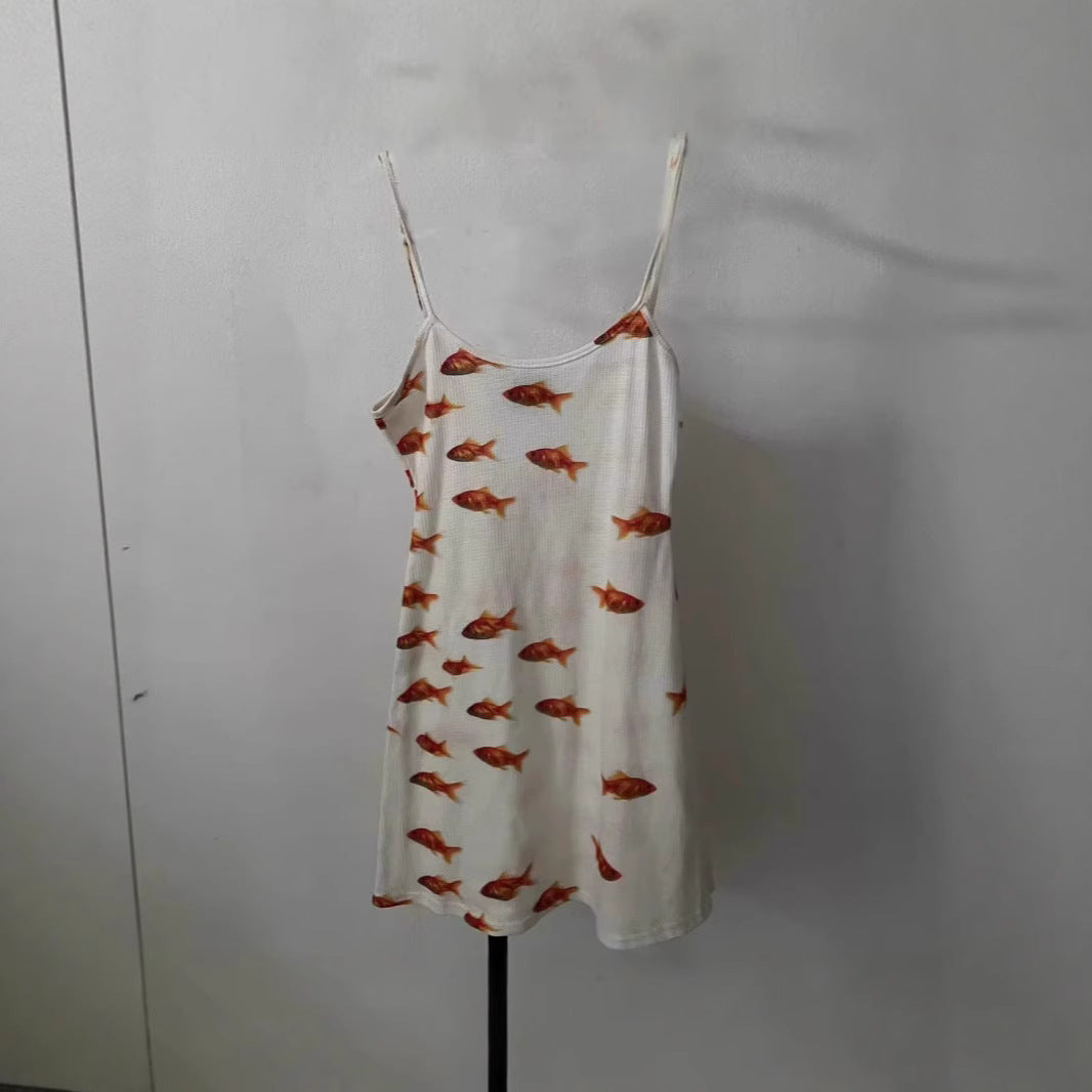 Goldfish Pattern Printing Casual Temperament Dress