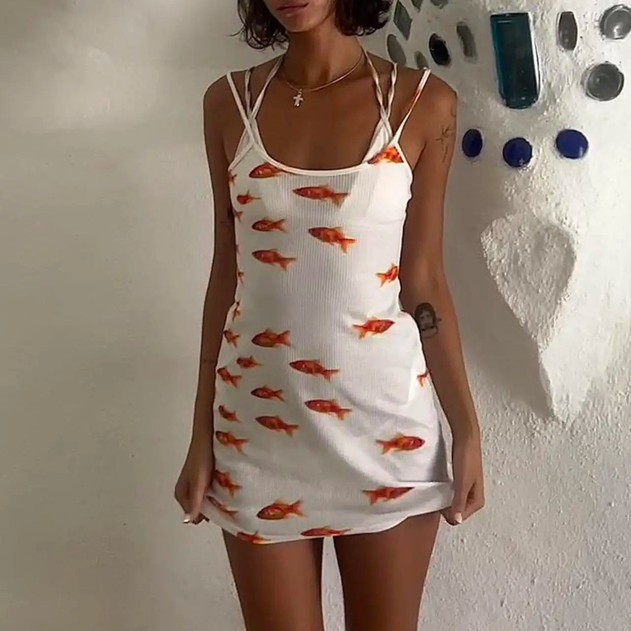 Goldfish Pattern Printing Casual Temperament Dress