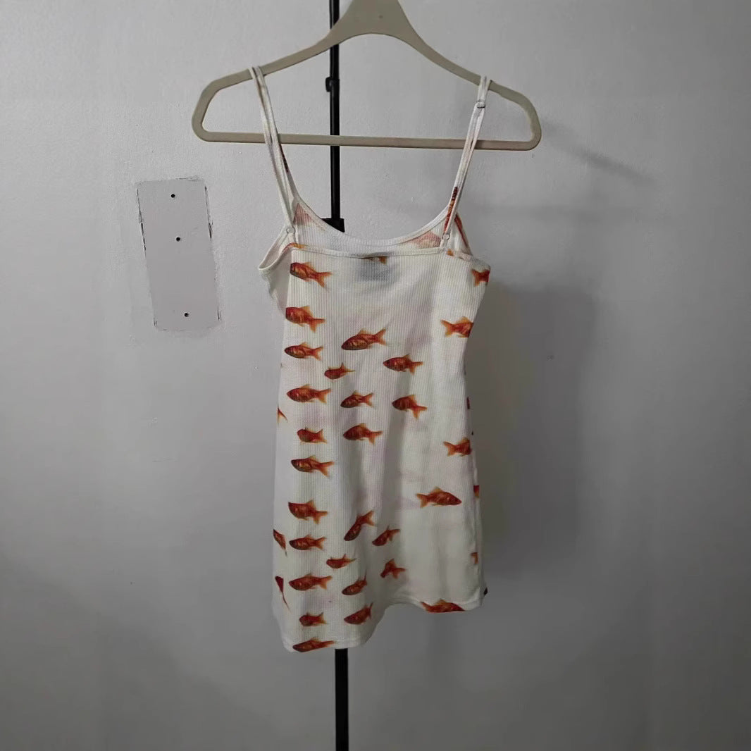 Goldfish Pattern Printing Casual Temperament Dress