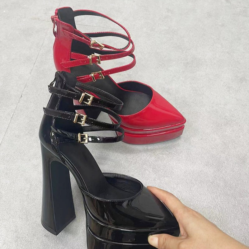 Women's Fashion Pointed Patent Leather High Heels
