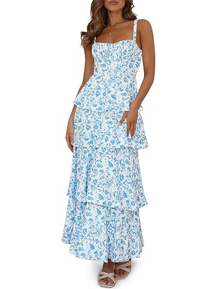 New Spring And Summer Floral Holiday Party Backless Sexy Sweet Formal Dress Women