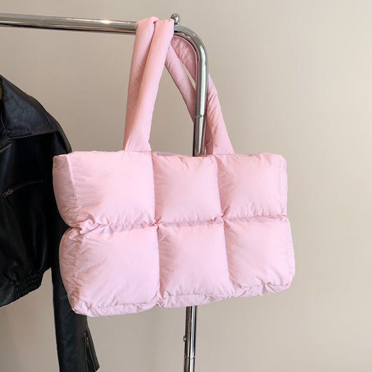 Large Capacity Soft Warm Puff Bag Shoulder Handbag