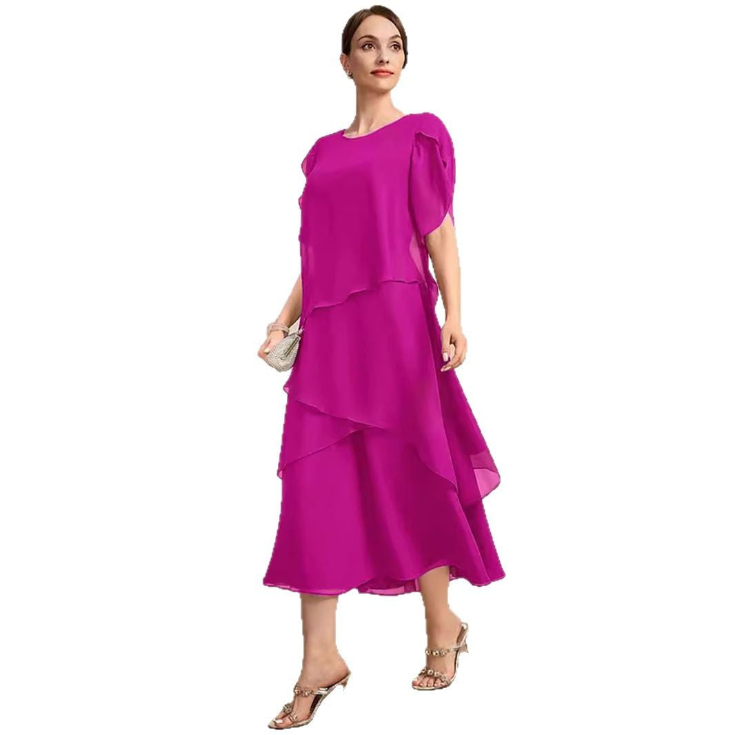 Women's Loose Belly-covering Layers Of Chiffon Dress