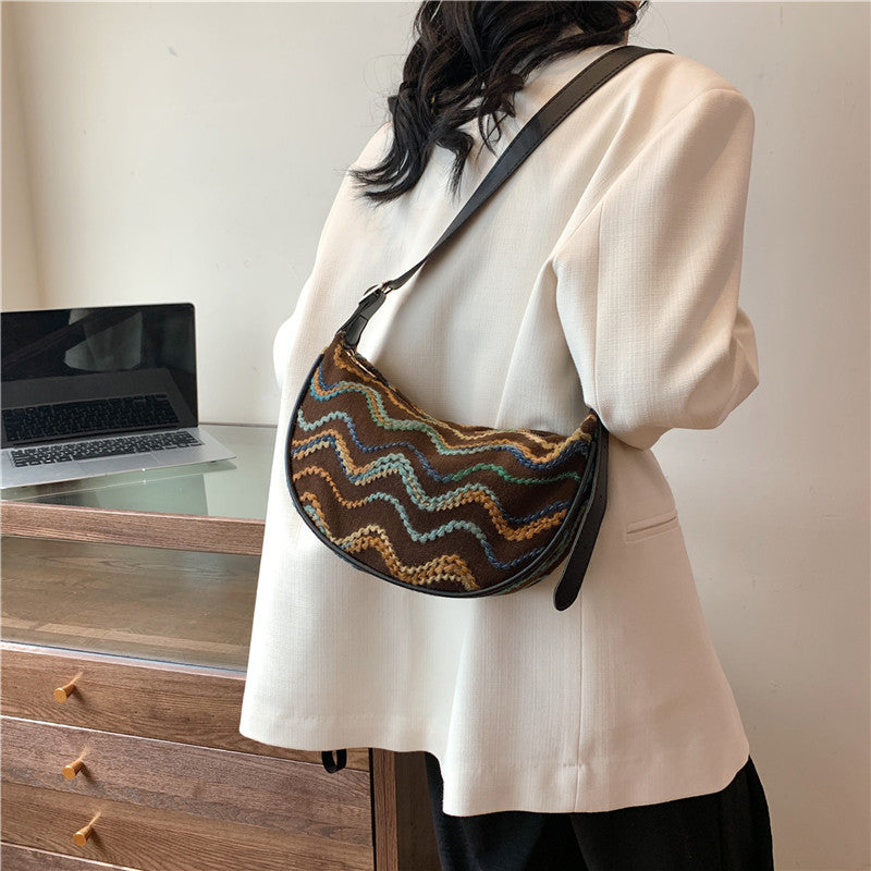 Women's Versatile Portable Knitted Straw Woven Bag