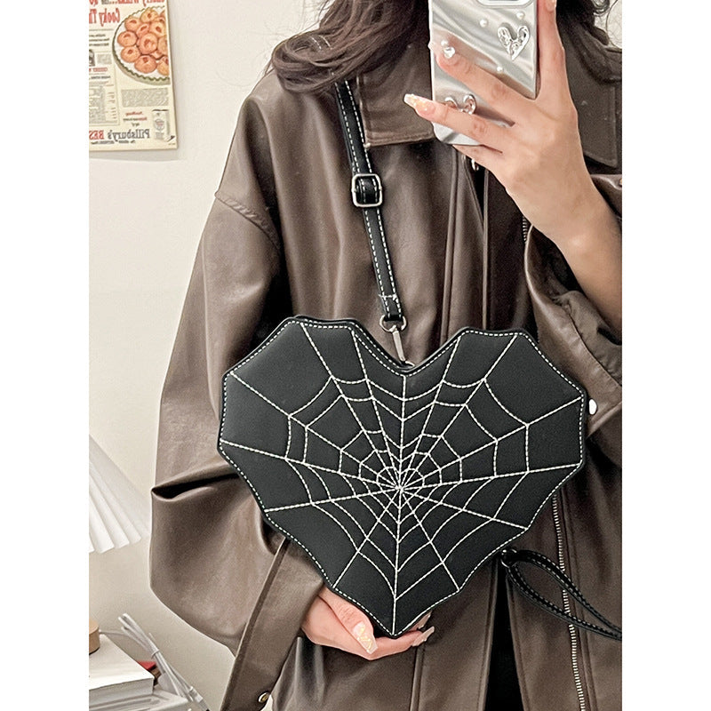 Sweet Girl Cool Hot Wind Love Bat Messenger Bag Personality Spider Web