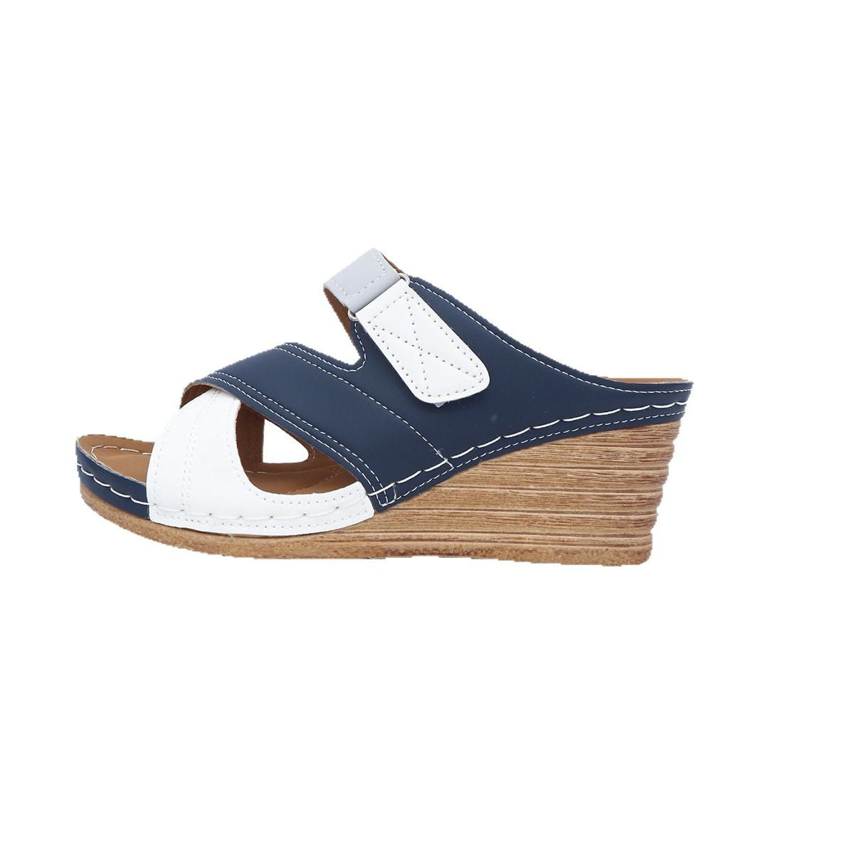 Velcro Color Matching Platform Wedge Slippers Women