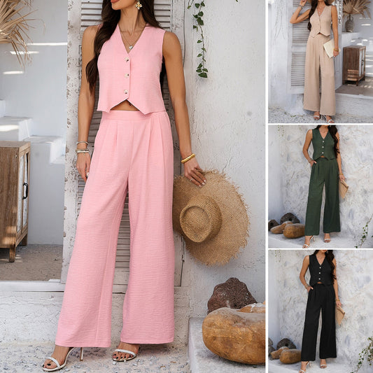 Holiday Vest Wide Leg Trousers Suit