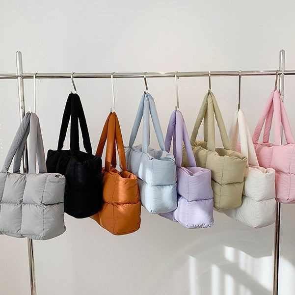 Large Capacity Soft Warm Puff Bag Shoulder Handbag